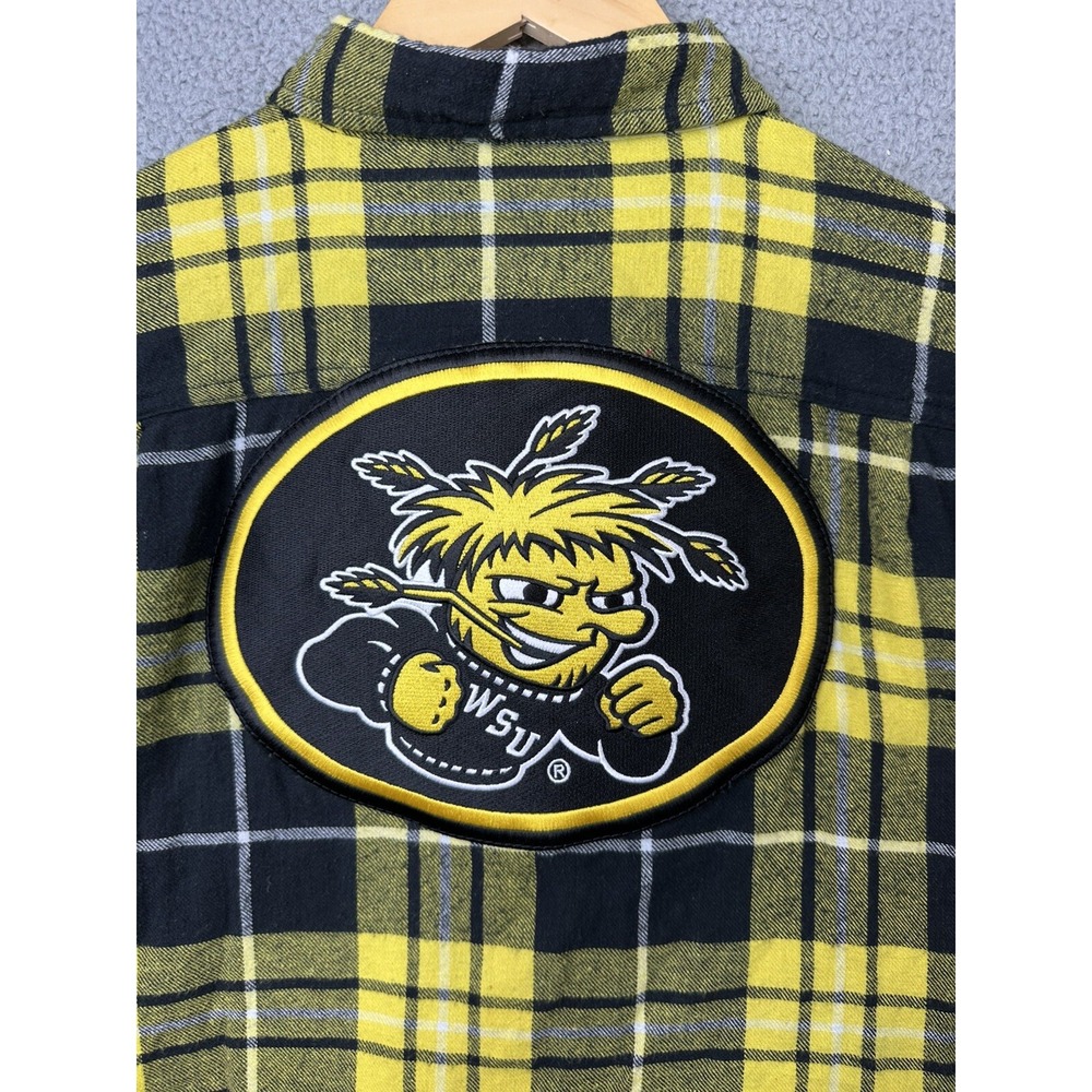 Wichita State Shockers x Angry Minnow Flannel Shirt Mens XL Yellow Black Plaid